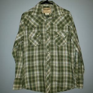 Wrangler Snap Shirt Green Plaid